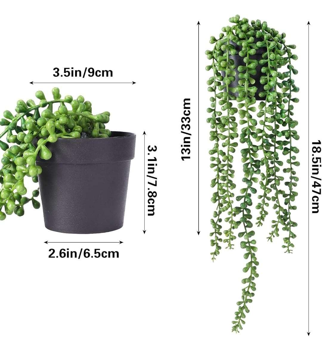 VRB Dec Plastic Tm 1 Pcs Artificial Greenery Ferns Plants Vines Fake Ivy Hanging Flowers With Pot Pine Needle Wall Hanging For Home Decor Door Wall Balcony(Artificial Plants Hanging(Design 1), 2) 3