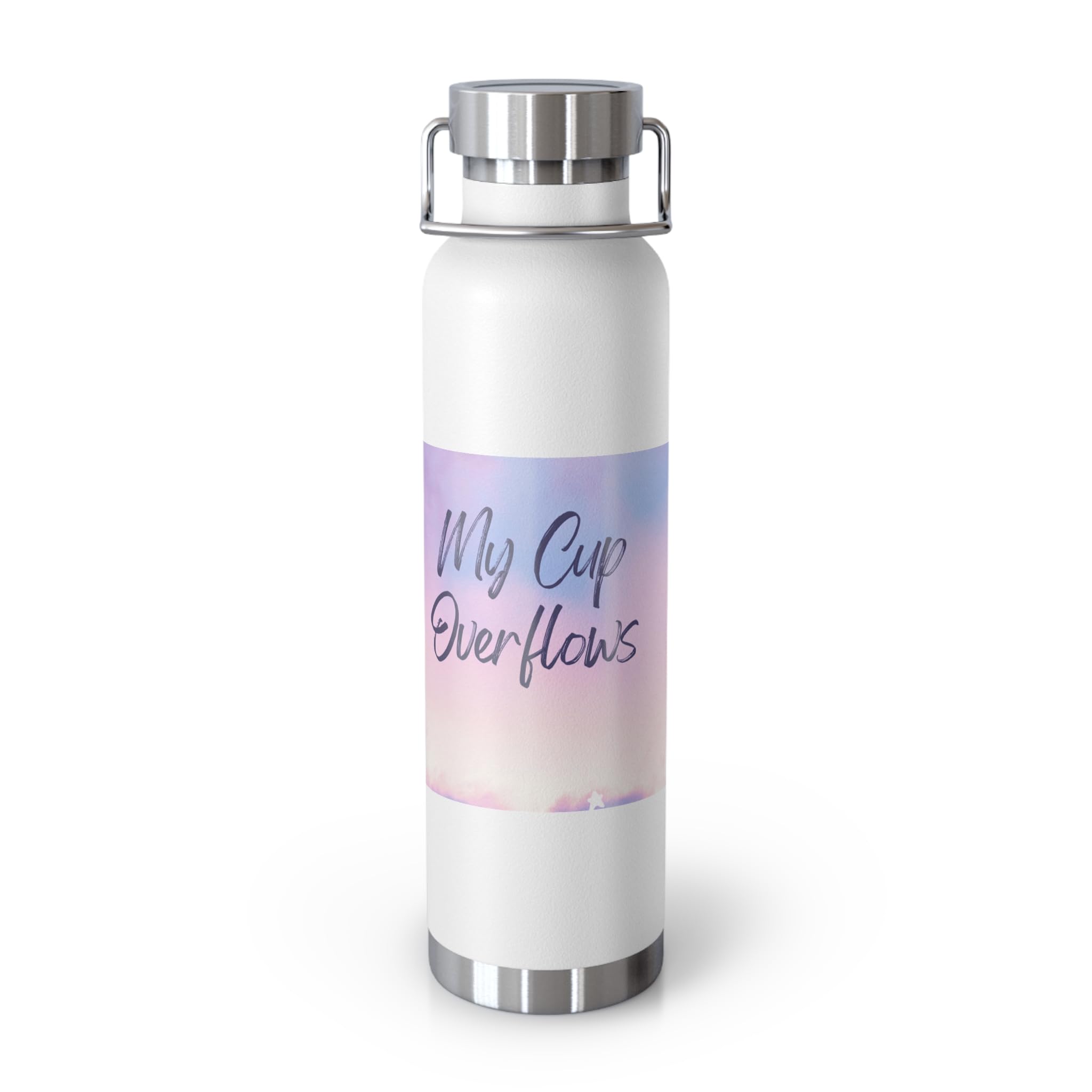 Inspirational 22oz Copper Vacuum Insulated Bottle - 'My Cup Overflows' 1