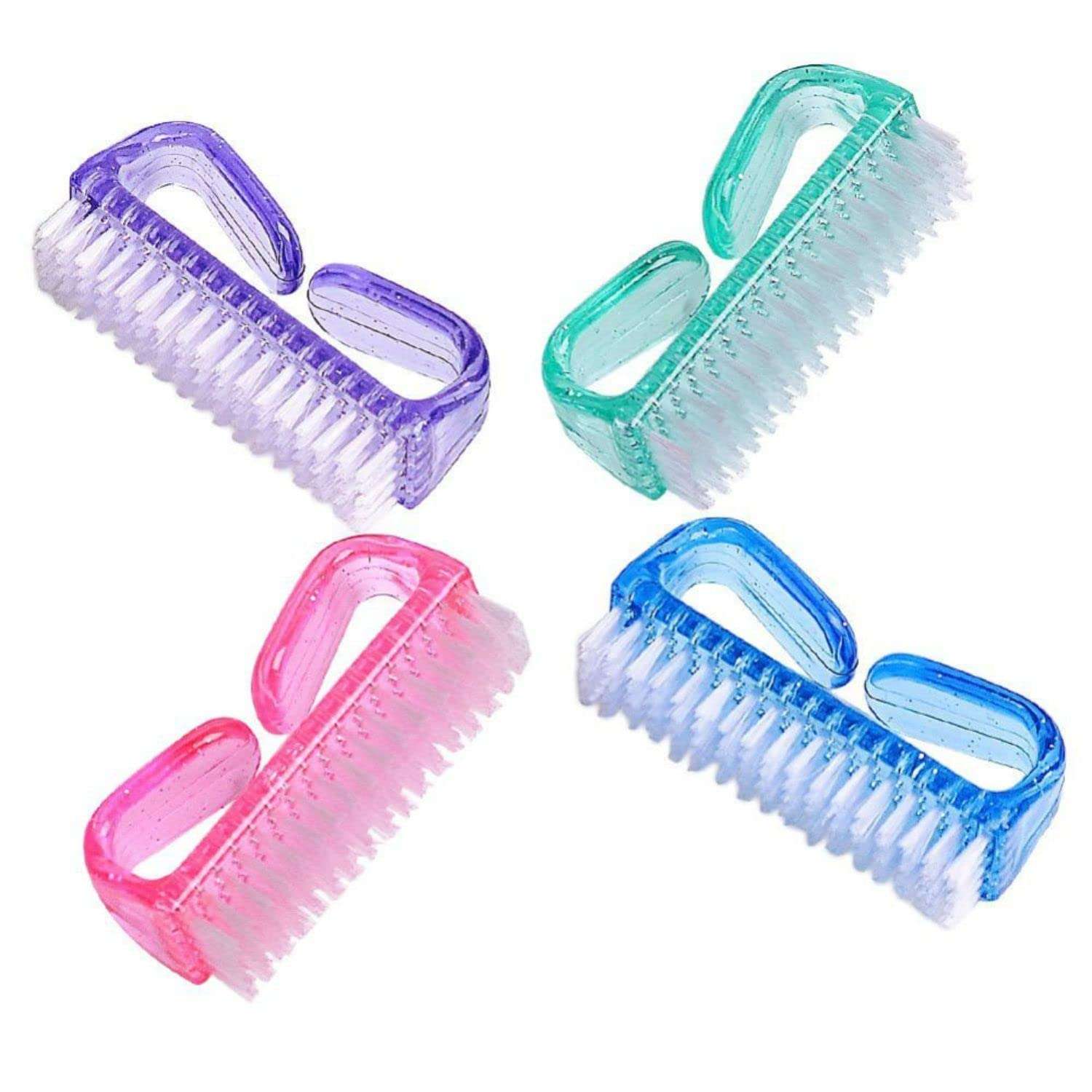 TRENDY CLUB 4 Pcs/Pack Women and Men's Handle Grip Nail Brushes Hand 3