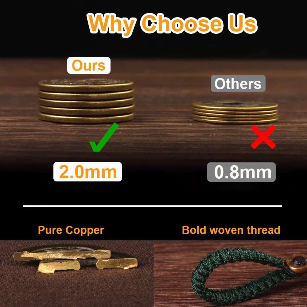 VERYOND Feng Shui Coins for Good Luck with Chinese Five Emperors Money for Wealth and Success, i Ching Coins for Home, Car, Keychain Decoration 4