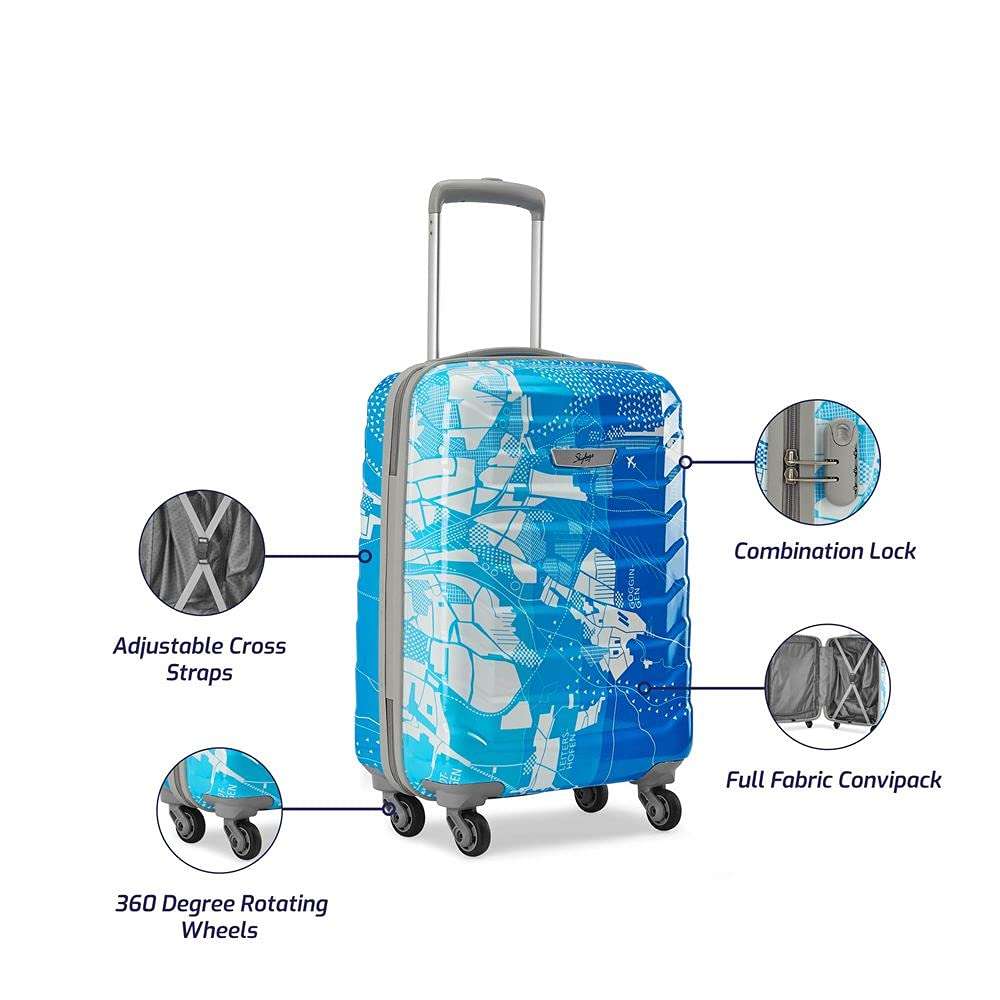 Skybags Trooper 75 Cms Large Check-In Polycarbonate Hardsided 4 Wheels Spinner Luggae/Speed_Wheel Suitcase/Trolley Bag- Blue And White 3