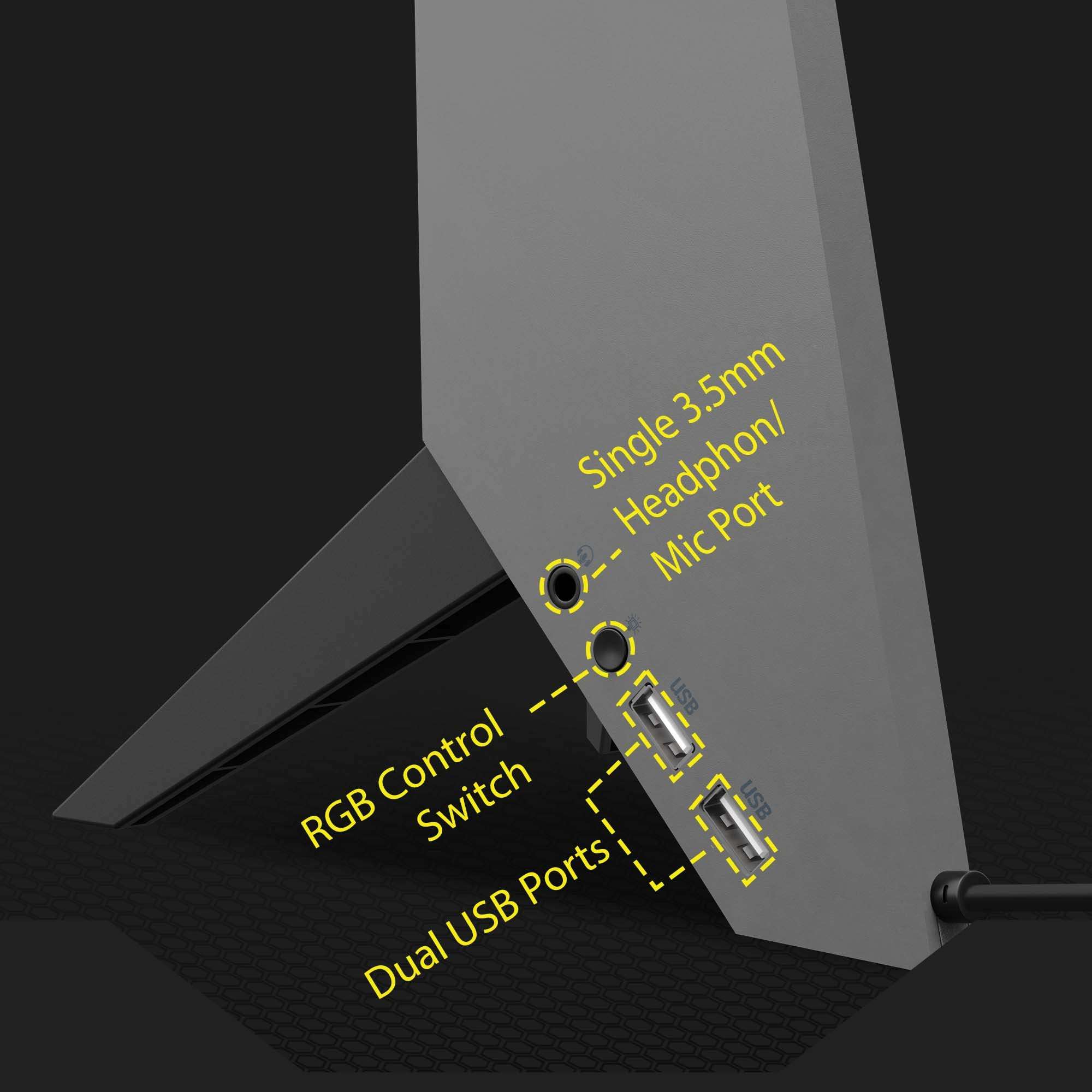 ZEBRONICS Zeb-Demon Tabletop Over Ear Gaming Wired Headphone Stand with RGB Led, Dual USB Ports, 3.5Mm Jack, Abs Material, 1.5 Meter USB Cable & Zeb-Blaze XL RGB Gaming Mouse Pad 5