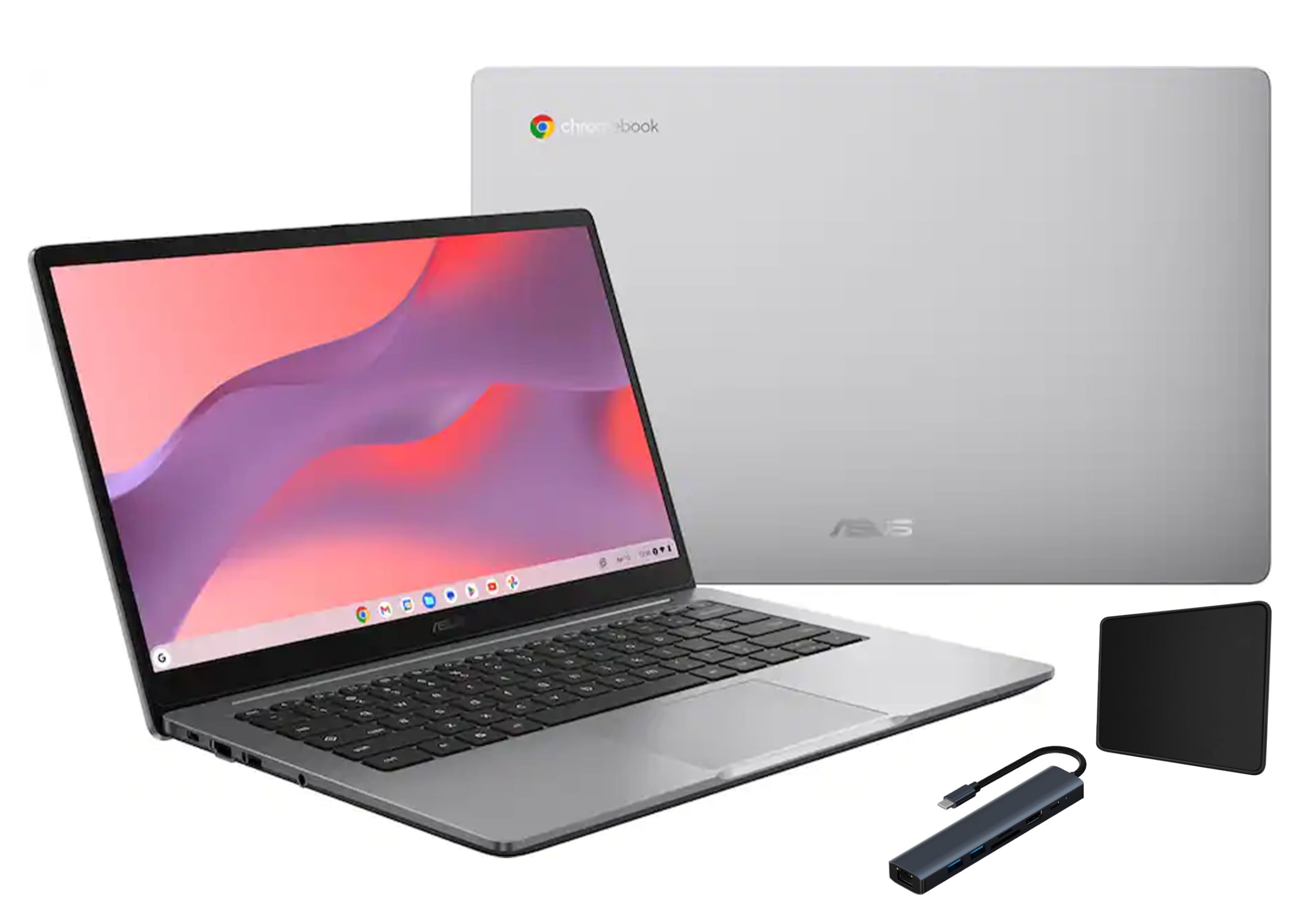 ASUS CX14 14" FHD Chromebook Laptop, Intel Celeron N4500, 4GB Memory, 64GB eMMC, Misty Grey, Webcam, Intel UHD Graphics, Chrome OS with TGY Accessories 1