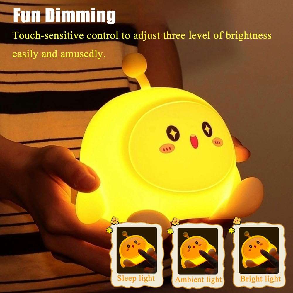 GWALSNTH LED Egg Tapping Lamp, 3 Level Dimmable Nursery Nightlight,Silicone Night Light,Rechargeable Bedside Touch Lamp for Breastfeeding Bedroom 5