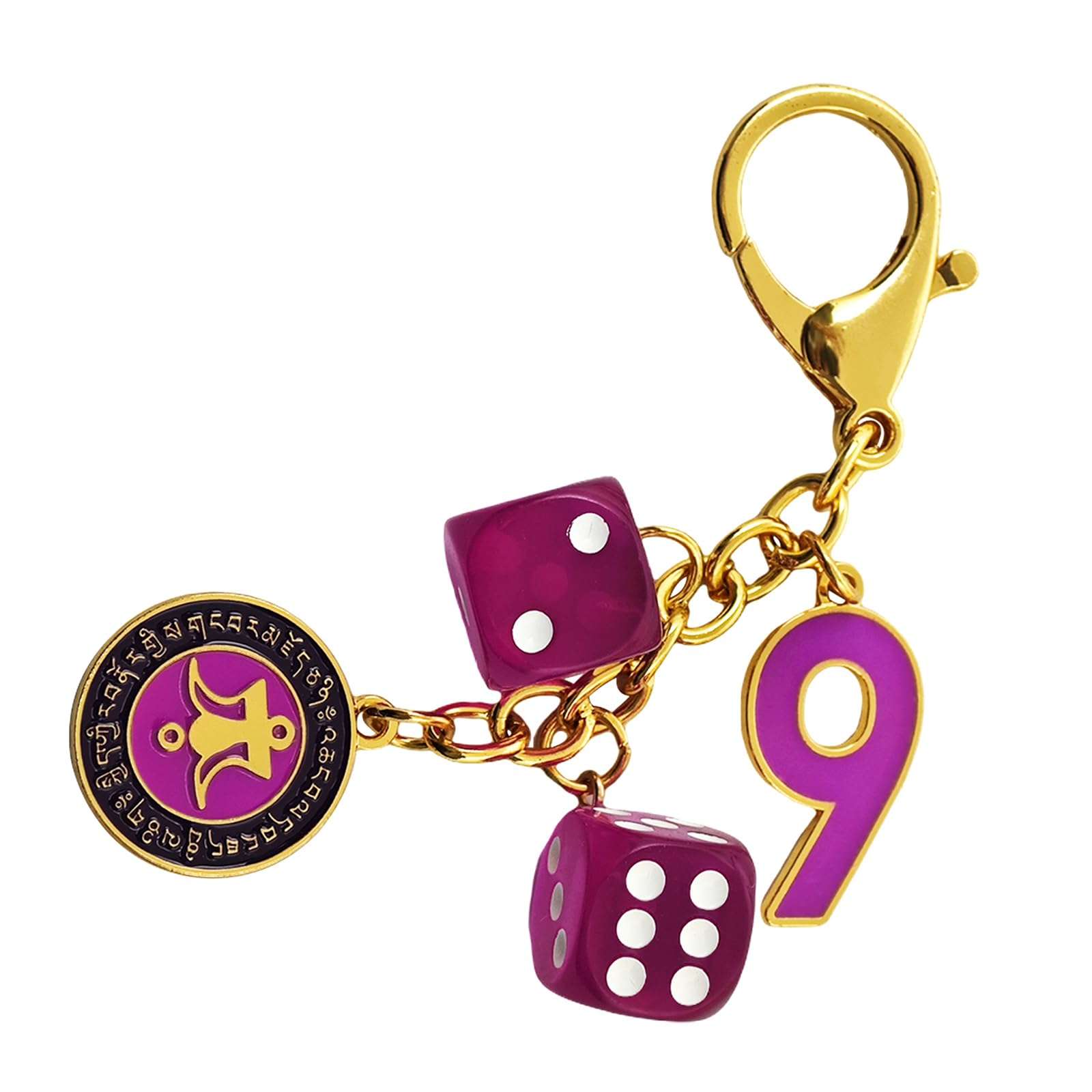 2025 Feng Shui "Power Of 9" Windfall Keychain Purple Dice Number 9 keychain 4