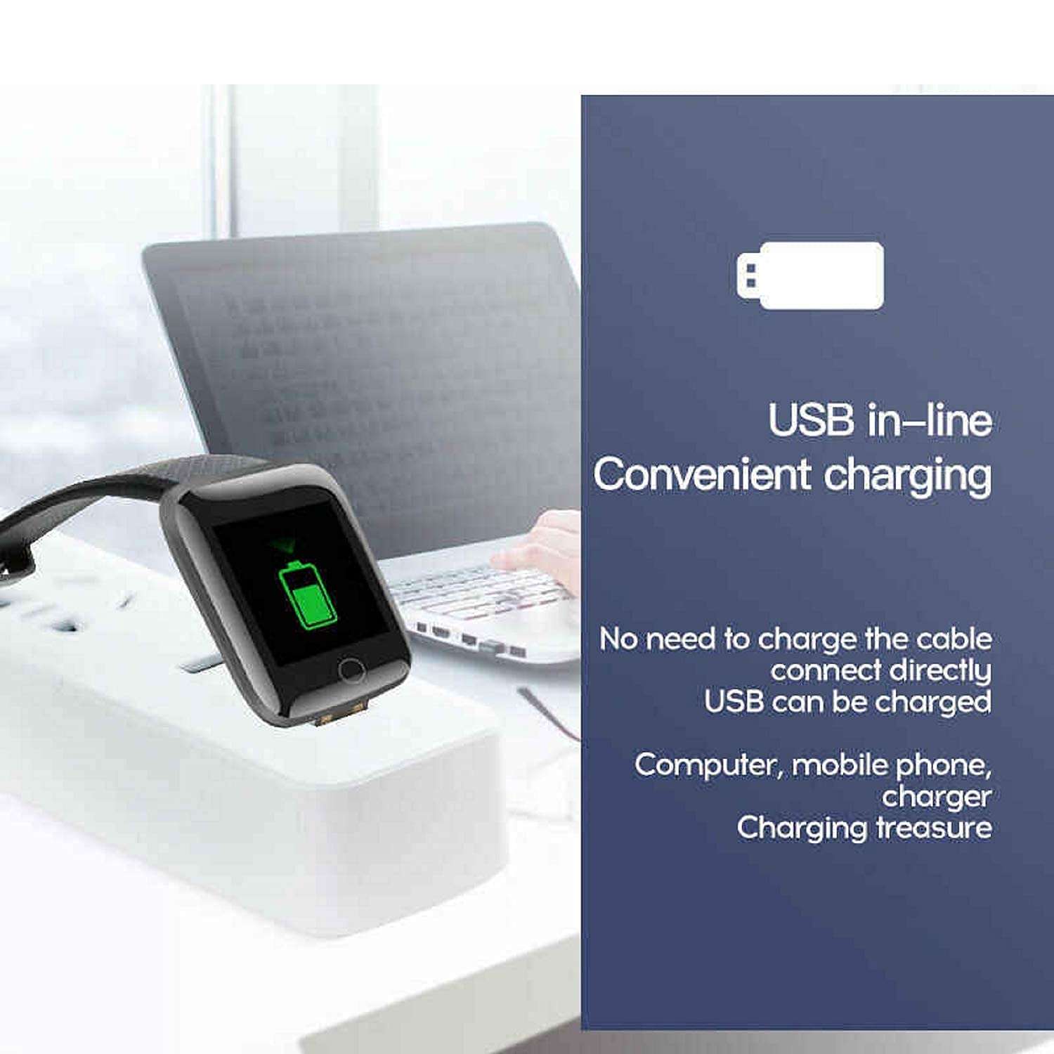 Generic-ID116Bluetooth Smart Fitness Band Watch with Heart Rate Activity Tracker, Step and Calorie Counter, Blood Pressure, OLED Touchscreen for Men/Women 5