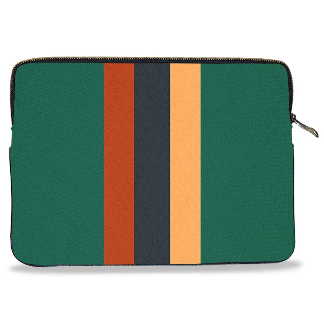 MAUJ Forest Green Red Yellow Stripe Canvas Laptop Sleeve for 13.3 1