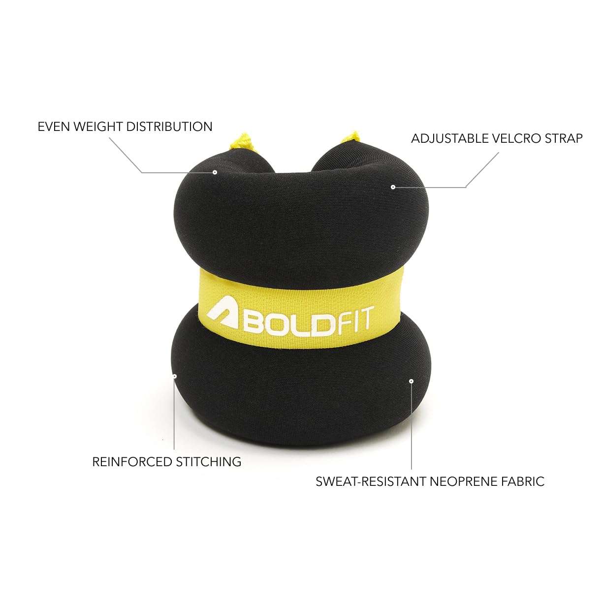 Boldfit Ankle Weights 1kg X2 Pcs Wrist Strap For Gym AnkleWeight Cuff 1kgs Leg Weight For Men & Women Weights For Legs For Training, Workout Unisex Weight Neoprene Resistance 1kg X 1 Pair 3