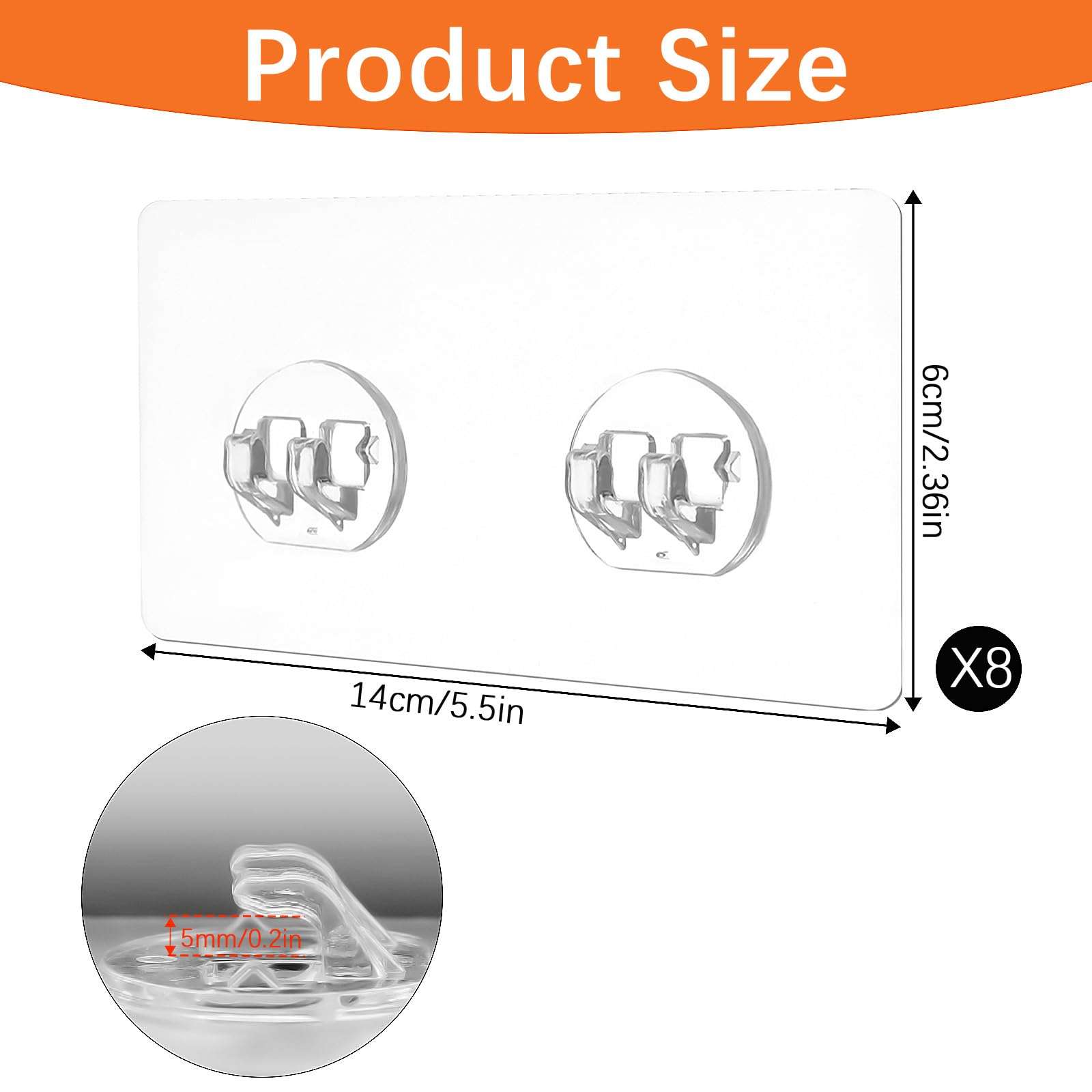 8 Pack Shower Caddy Adhesive for Replacement, Strong Adhesive Sticker Hooks Transparent Adhesive Wall Hooks No Drilling for Shower Caddy Basket Shelf Bathroom Storage Corner Shelves Kitchen Racks 3