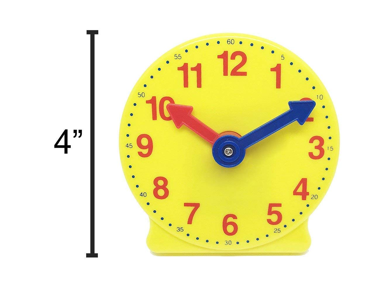 hand2mind Plastic Mini Geared Clock, Learning Clock Classroom Kit, Clock for Kids Learning to Tell Time, Yellow Practice Clock for Kids, Teaching Clock, School Supplies (Set of 1) 5