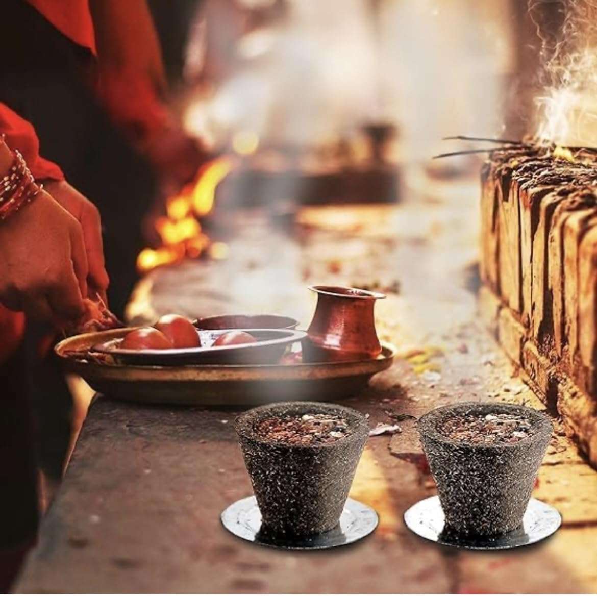 VRINDAVAN Havan Cups for Pooja, Home & Festivals | Natural Guggal/Loban Dhoop Original | Dhoop Cones | Pack of 1,2,4,8 (12 Cups/Pack + 1 Burner Plate/Pack) (4) 3