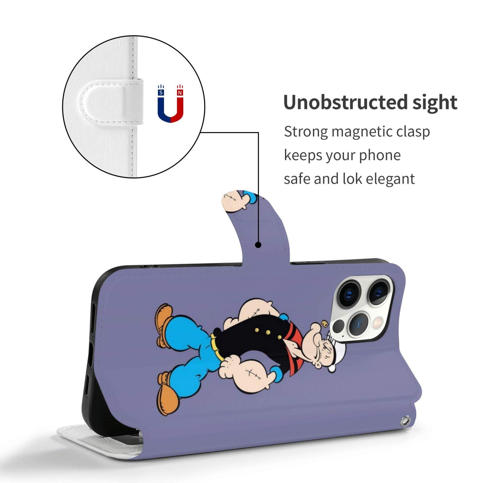 Popeye The Sailoriphone 12 Leather Case Mobile Phone Case Made of TPU+Pu Shock Absorber, Scratch Resistance and Anti-Drop Protection. 4