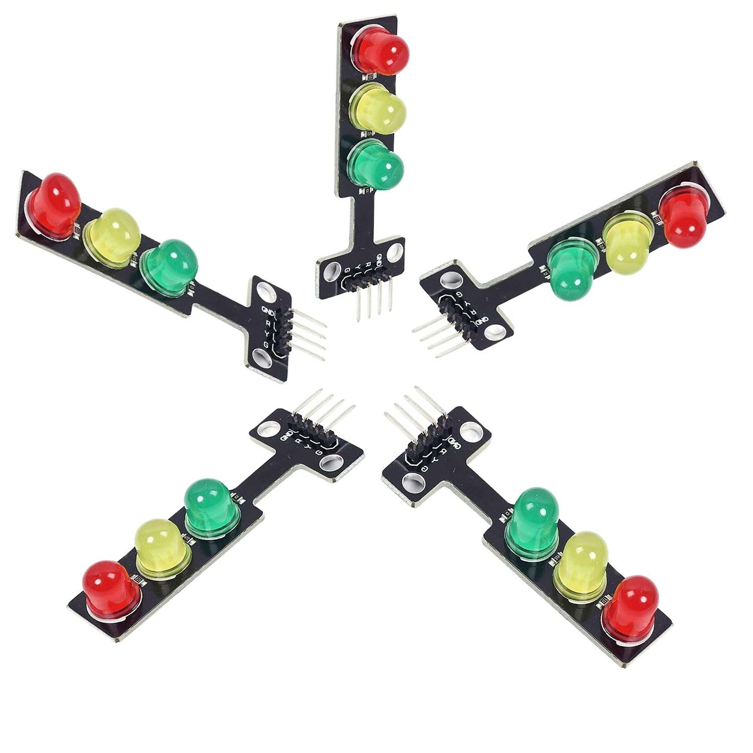 Adeept 5PCS Mini Traffic Light LED DC 5V 5mm Display Module for Arduino Creative DIY Project Kit, Raspberry Pi, Traffic Light for Traffic System Model 2