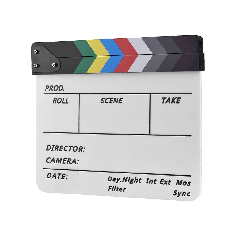 Tooarts Professional Acrylic Clapboard Dry Erase TV Film Movie Director Cut Action Scene Clapper Board Slate with Marker Pen Eraser 3