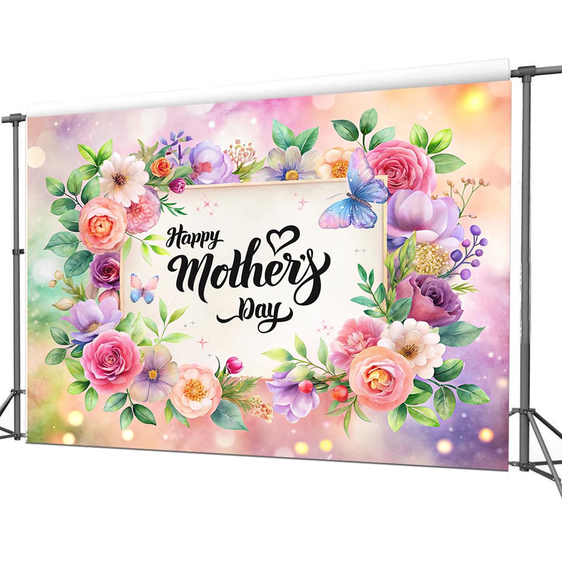 Dudaacvt 10x8FT Mother's Day Backdrop Pink Watercolor Flowers Backdrop Mother Day Party Decoration Mother's Day Birthday Party Decoration Photo Studio Props D762 5