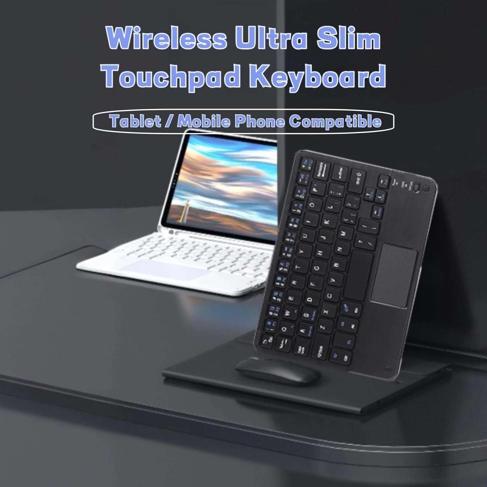 Yoidesu 7 Inch Keyboard with Touchpad, Mini Bluetooth Touchpad Keyboard, Ultra-Slim Keypad for Tablets, Smartphones, Laptops, Desktop, Computers - Automatic Sleep Design 2