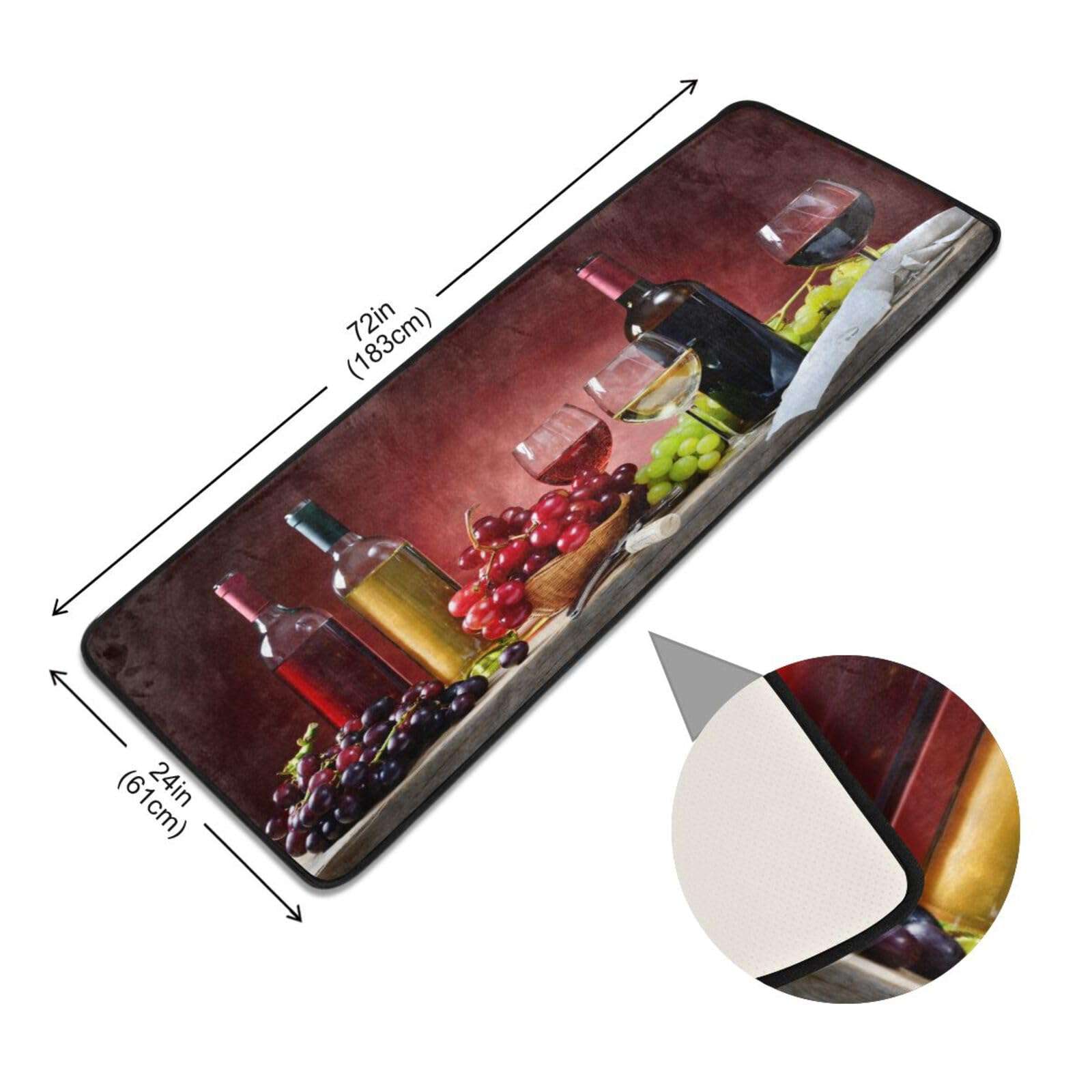 Vineyard Wine Grape Runner Rug, Soft Non Slip Long Area Rugs Floor Mat for Hallway Bedroom Living Room Kitchen 72 X 24 Inch 2