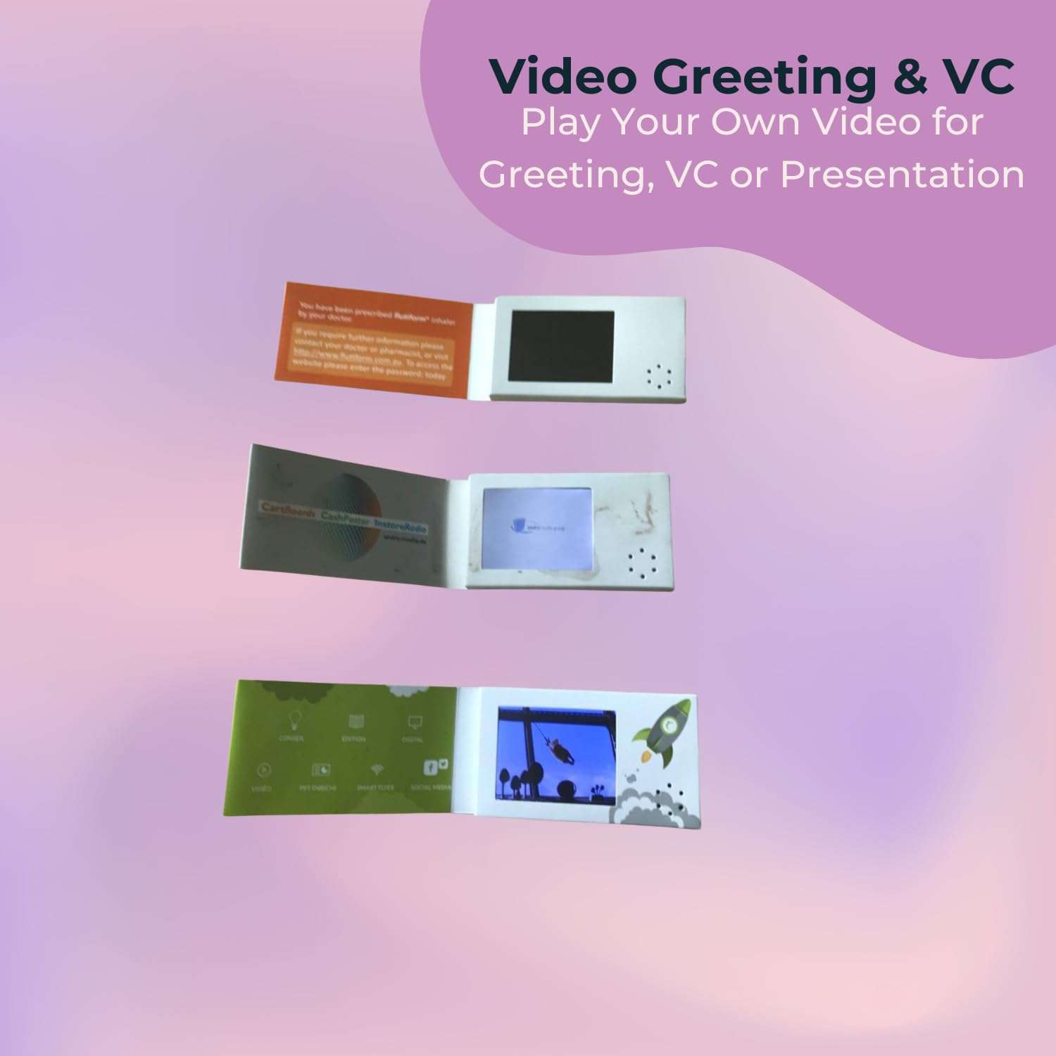 tinydabba Custom LCD Video Greeting Card, 2.4 inch Screen, Digital Message Display for Anniversary, Birthday, Wedding, Valentine, Visting Card 4