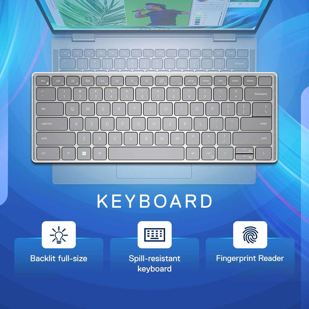 Dell Inspiron 7430 2in1 Touch Laptop, 13th Gen Intel i5-1335U/16GB/512GB SSD/14.0" (35.56cm) FHD+ 16:10 Aspect Ratio/Active Pen/Backlit KB + FPR/Win 11 + MSO'21/McAfee 15 Month/Platinum Silver/1.58kg 5