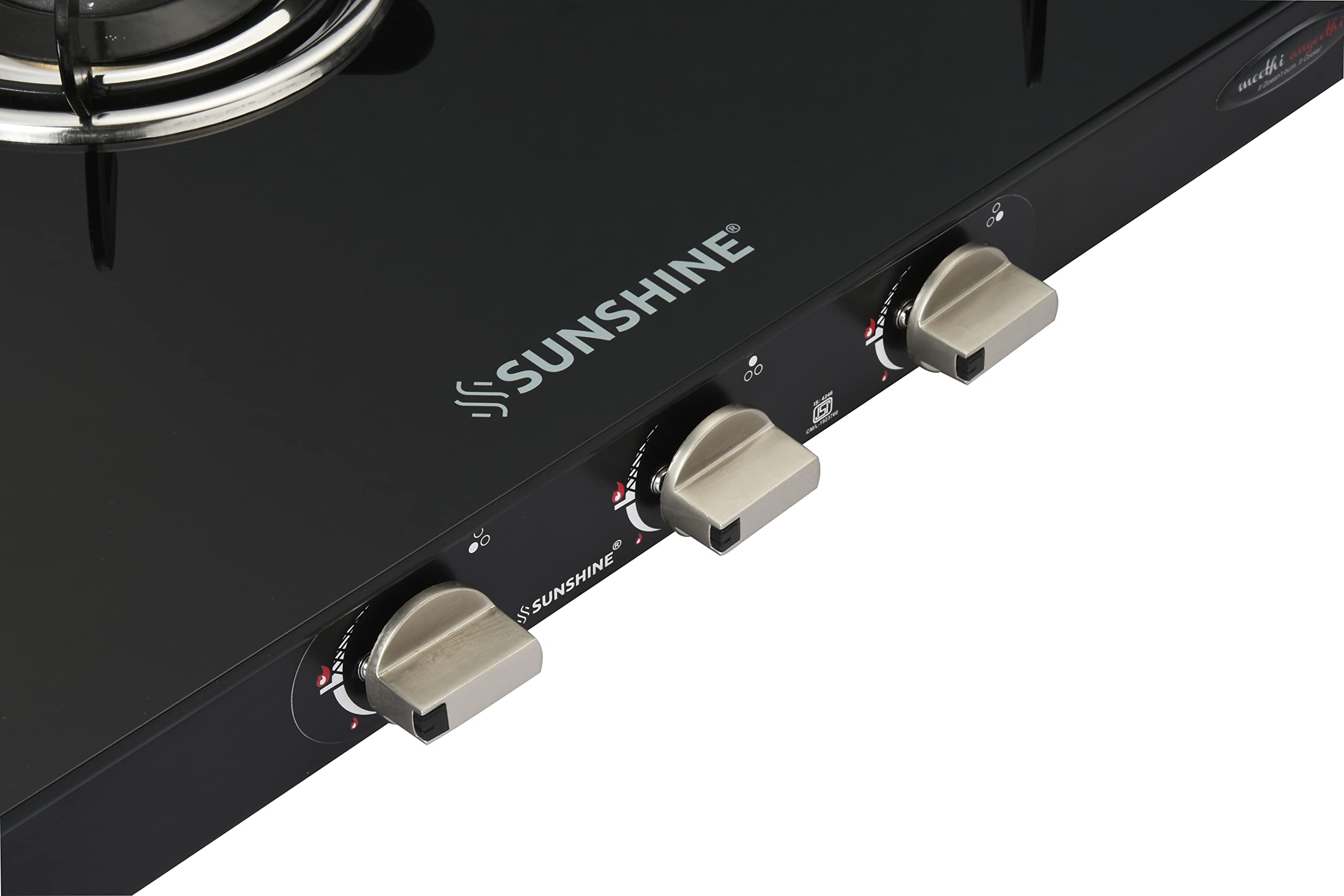 Sunshine Meethi Angeethi Pro Gas Stove Manual Ignition (Glass Top, 2 years warranty with Doorstep Service) (3-Burner) 5