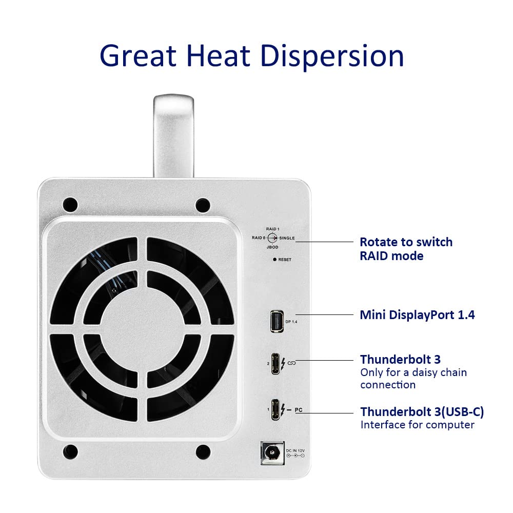 TERRAMASTER TD2 Thunderbolt 3 Professional-Grade 2-Bay External Hard Drive Enclosure RAID 0/RAID1/JBOD Hard Disk RAID Storage (Diskless) 2