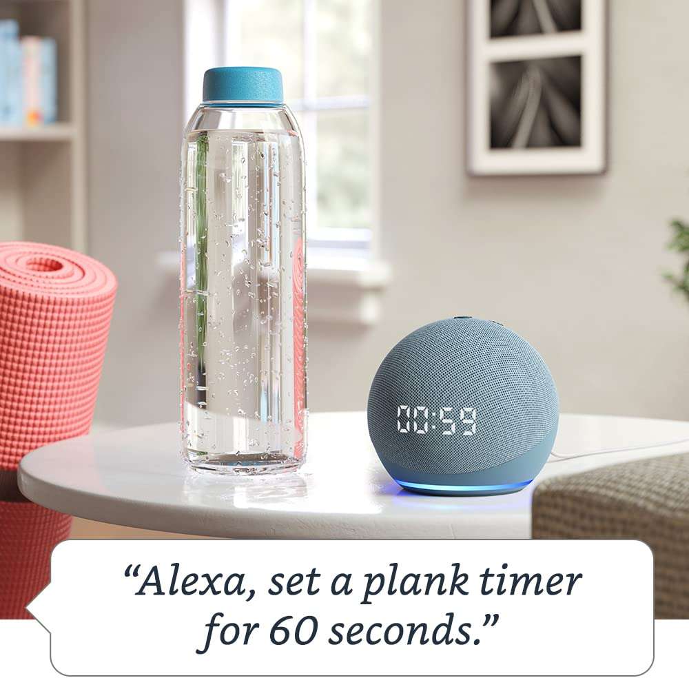 Echo Dot (4th Gen) | Smart speaker with clock and Alexa | Glacier White 3