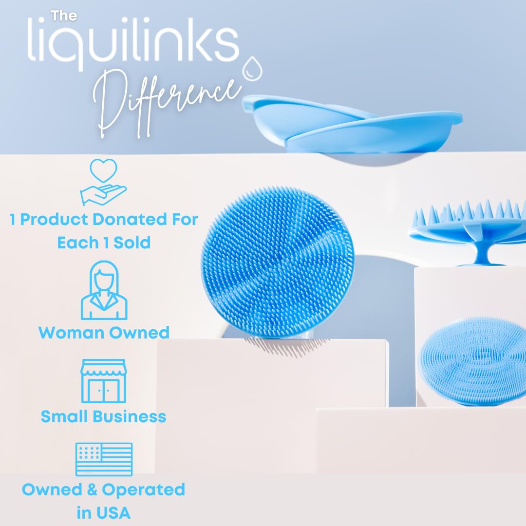 LiquiLinks Beauty Gift Set for Face & Body - Spa Kit with Silicone Wristbands, Body Scrubber, Face Buffer & Scalp Exfoliator - Essential Skincare for Teen Girls & Women (Blush Pink) 6