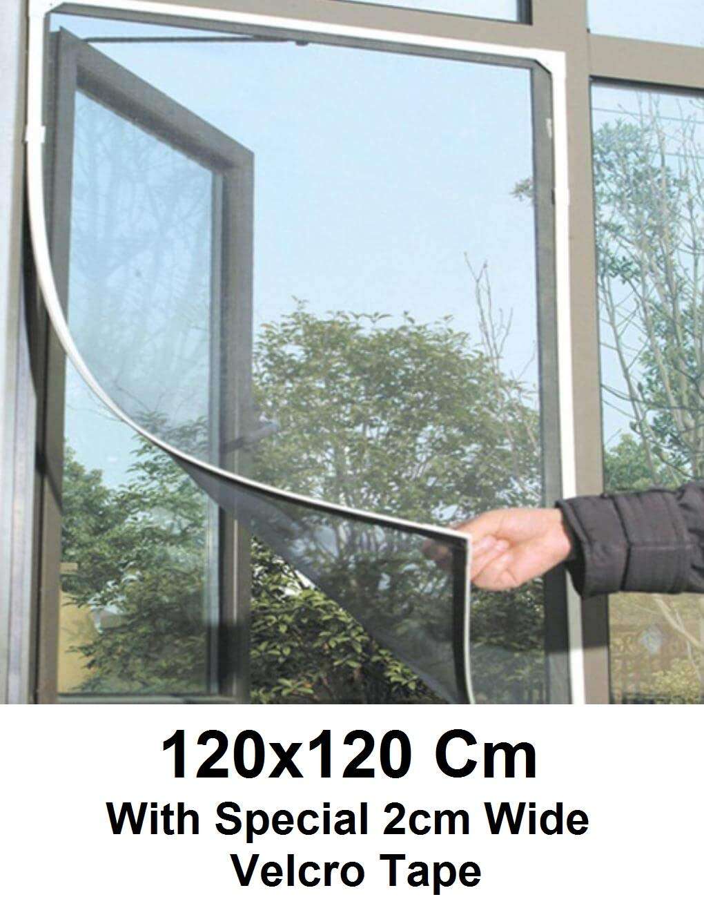 Divayanshi Window Net 4/4ft(120/120cm) 47/47in(White) Window Net (4 Unit) Insect Repellent Insect Fly Bug Mesh Screen- Velcro Model 3