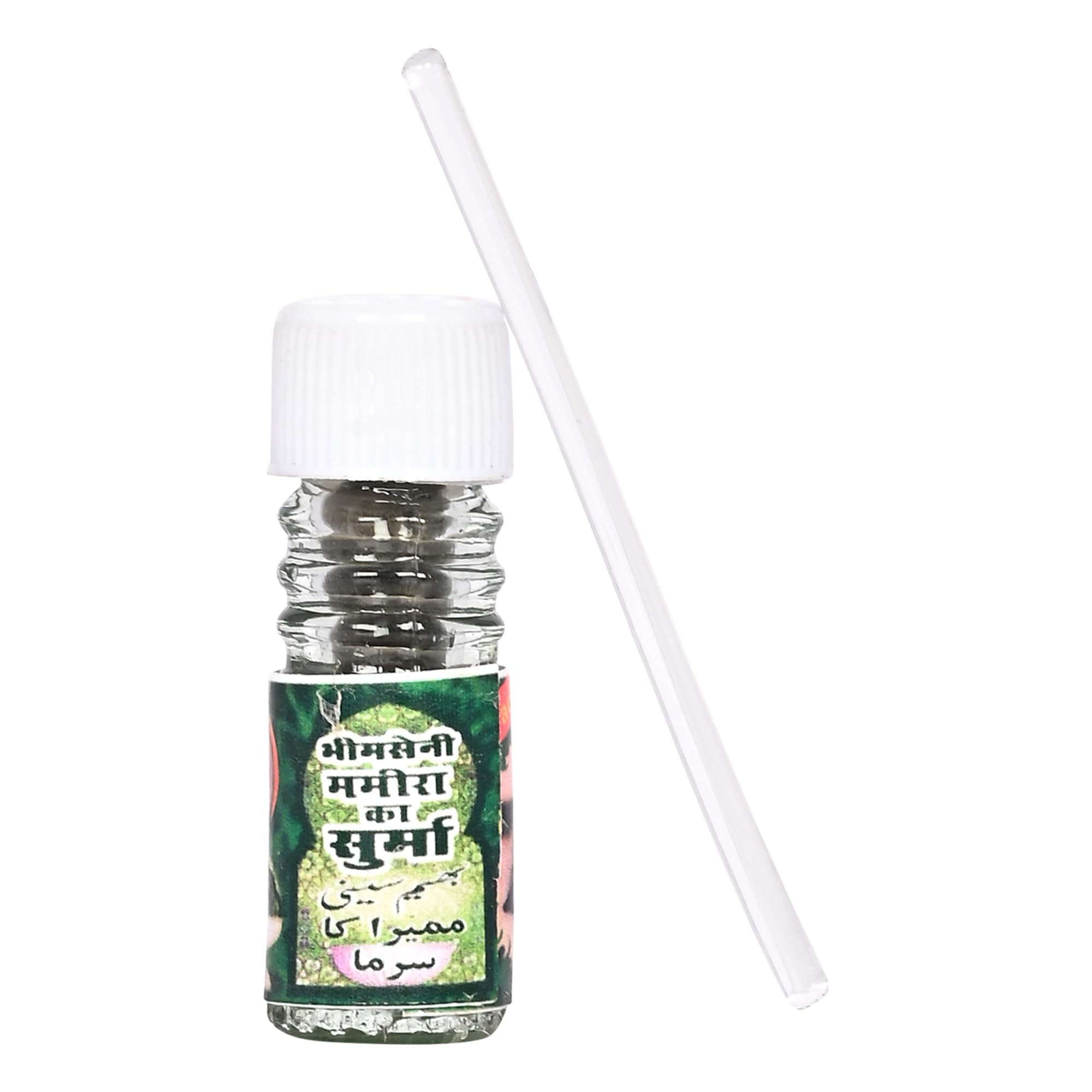Bhimseni Mamira Surma Traditional Eye Kohl, 1.5g, with Decorative Brass Surmedani 4
