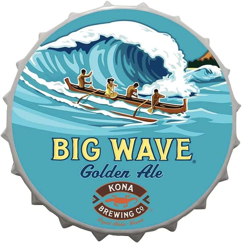 mokarier Big Wove Kono Decorative Bottle Caps Metal Tin Signs Cafe Beer Bar Decoration Plat 13.8" Inches Wall Art Plaque Vintage Home Decor 1