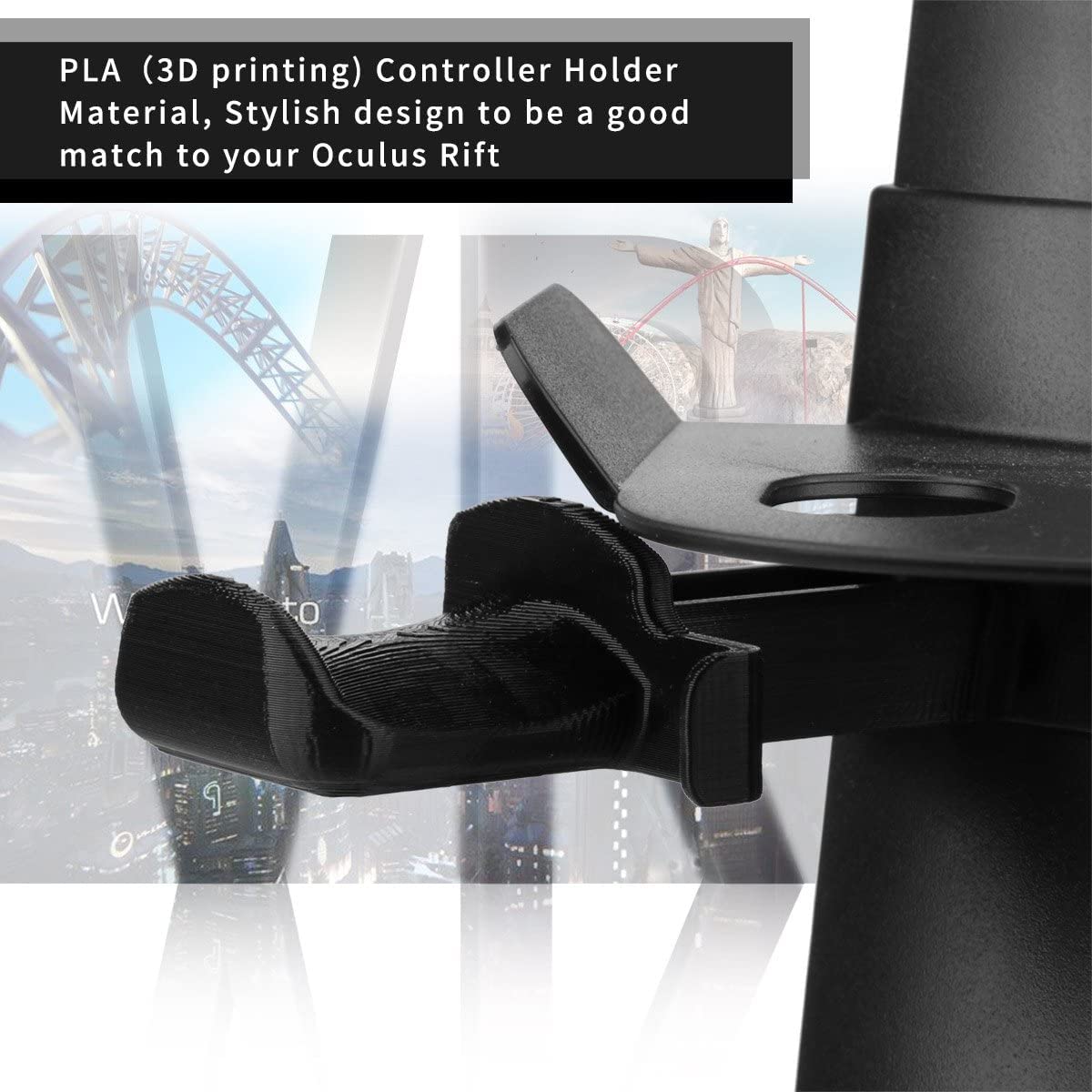 AFAITH VR Stand, Universal VR Headset Display Holder Accessories Storage for Oculus Rift/Rift S/Oculus Quest with Touch Controller 6