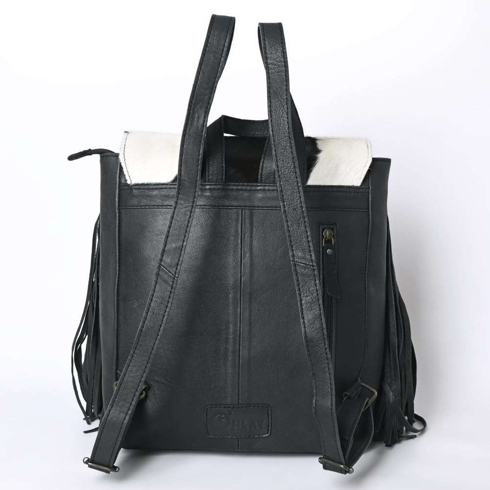 OHLAY Backpack Hand Tooled Upcycled Canvas Hair-On Genuine Leather Women Bag Western Handbag Purse | Womens Western Handbags | Leather Belt Bag for Women | Womens Handbags Summer 5