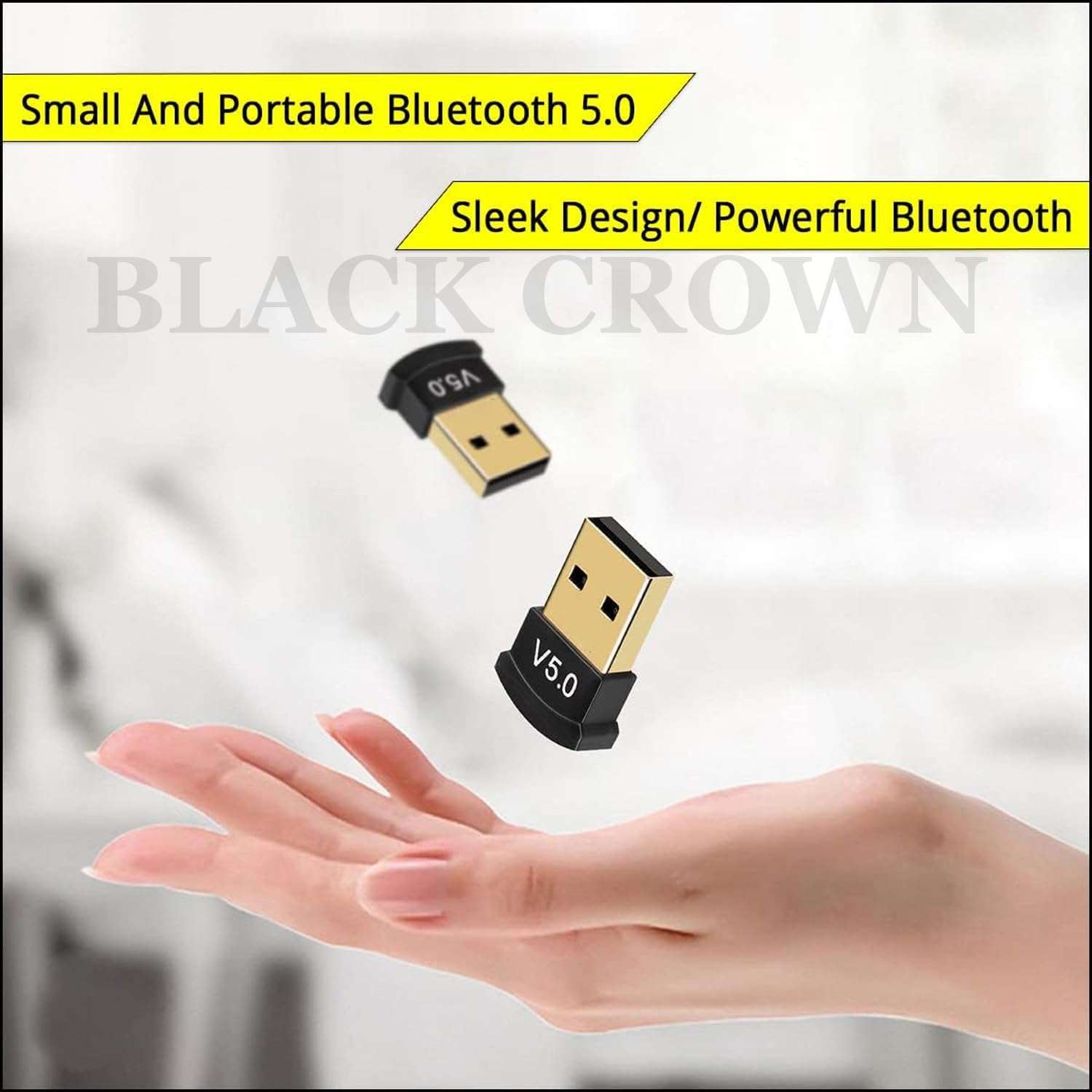 BLACK CROWN USB Bluetooth Adapter for PC, 5.0 Bluetooth Dongle Receiver Supports Windows 11/10/8.1/7 for Desktop, Laptop, Mouse, Keyboard, Printers, Headsets, Speakers. Black. (Black) 4