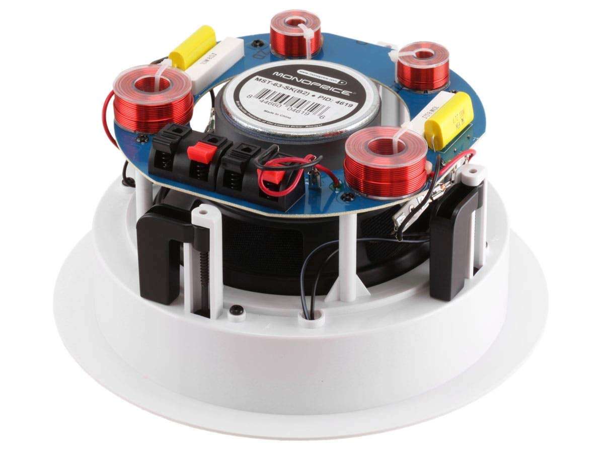 Monoprice 2-Way In-Ceiling Speakers - 6.5 Inch, Dual Input Stereo, Glass Composite Woofer (Pair) - Aria Series 5