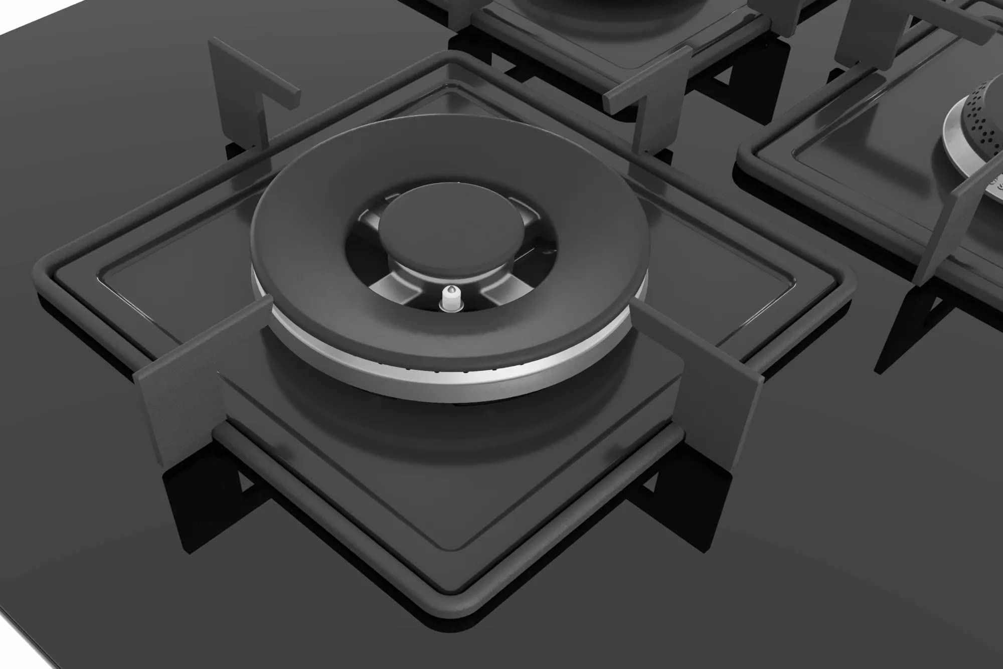 Bosch Built in Gas Hob Black Tempered glass Glass 4 Burner Auto Ignition 75 cm Italian Double Ring Burners (PNI7B6B10I) 3