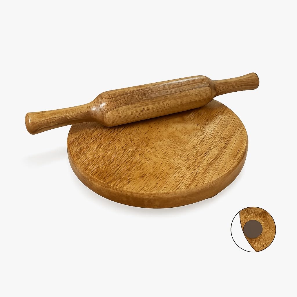 Kitchen Expert Chapati Board and Roller | Chakla Belan for Kitchen | Rolling Pin and Board | Wooden Chakla Belan Set | Chapati Roller 1