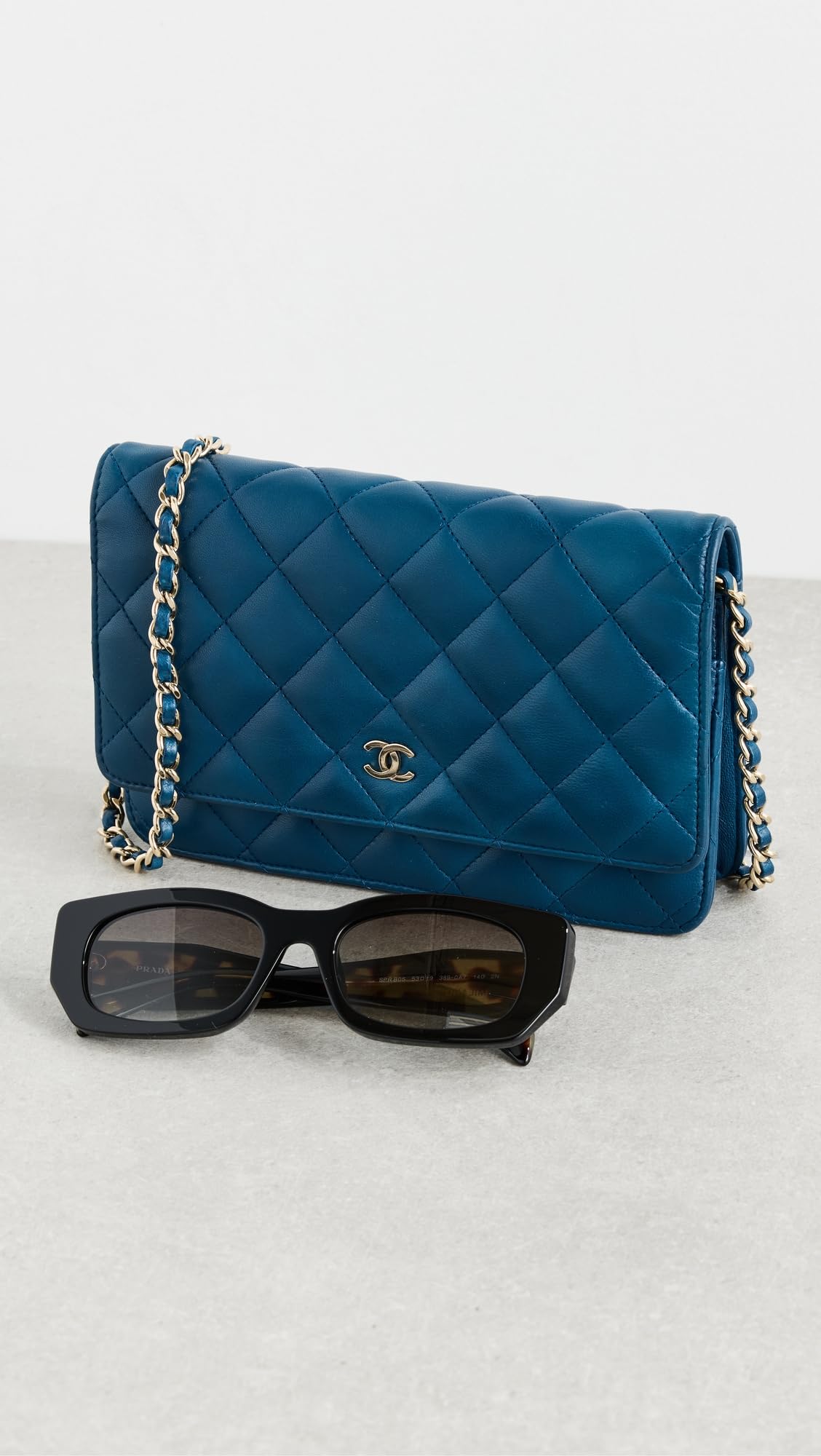 WHAT GOES AROUND COMES AROUND Women's Pre-Loved Chanel Blue Lambskin Classic Quilted Wallet On Chain, Blue, One Size 4