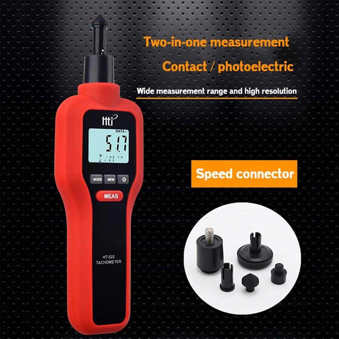 amiciSmart 2 in 1 Digital Tachometer Laser RPM Tester Handheld Rotation Speed Measuring Meter with 9V Battery and 99,999 RPM Count 4