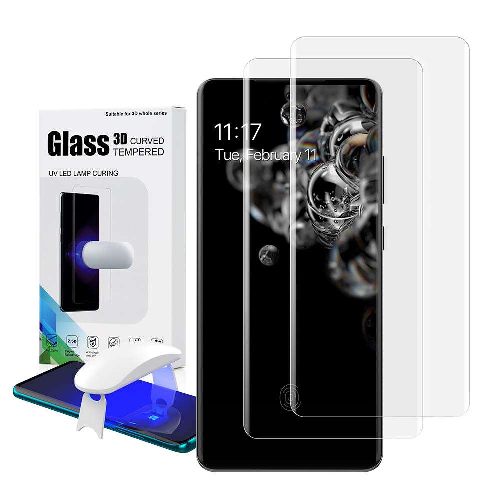 ETESTAR Samsung Galaxy S20 Ultra Tempered Glass, Samsung S20 Ultra Screen Protector, 3D Liquid Clear Film Fingerprint Scaner Case Friendly Anti-Scratch Protector for Samsung Galaxy S20 Ultra[ 2 Pack ] 1