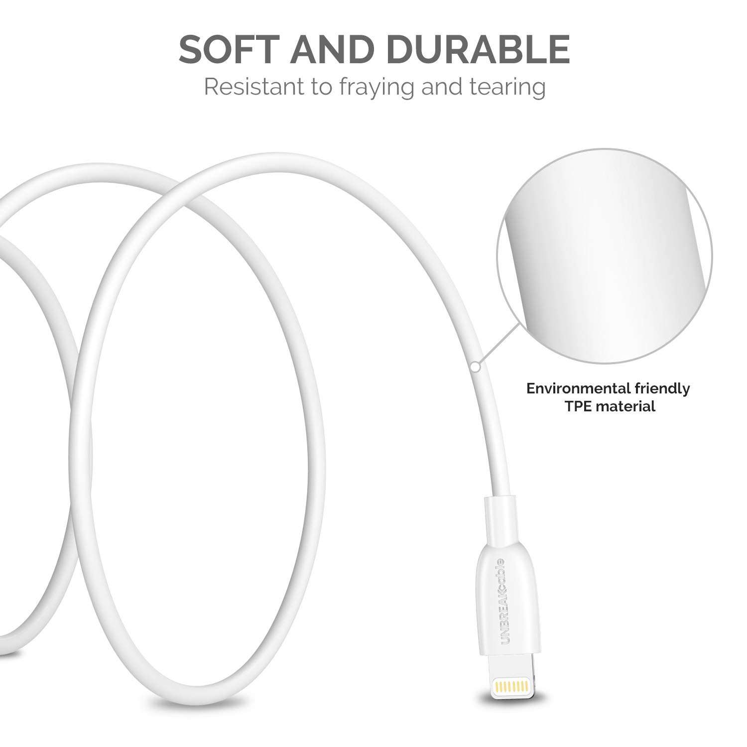 UNBREAKcable 3.3ft/1M iPhone Charger Cable - [Apple MFi Certified] Short Lightning Cable Fast USB Charging Cord for iPhone 14 13 12 11 Pro Max Mini XS XR X SE 8 7 6 Plus 6s 5 iPad iPod AirPods - White 6