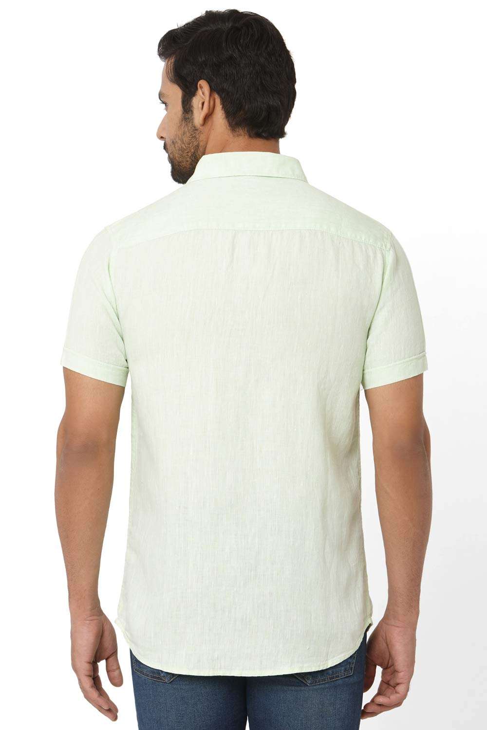 Mufti Men's Solid Slim Fit Casual Shirt (MFS-10869-K-68-LIME-L_Lime L) 4