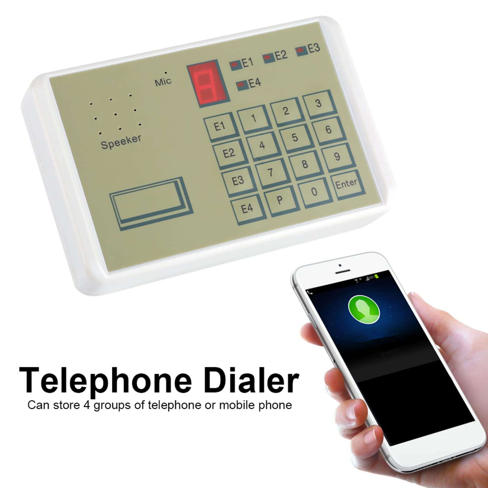 Telephone Voice Dialer, 12V Wired Telephone Voice Auto Dialer with 20S Voice Recording Length and Phone Dialer for Home Office Security 5