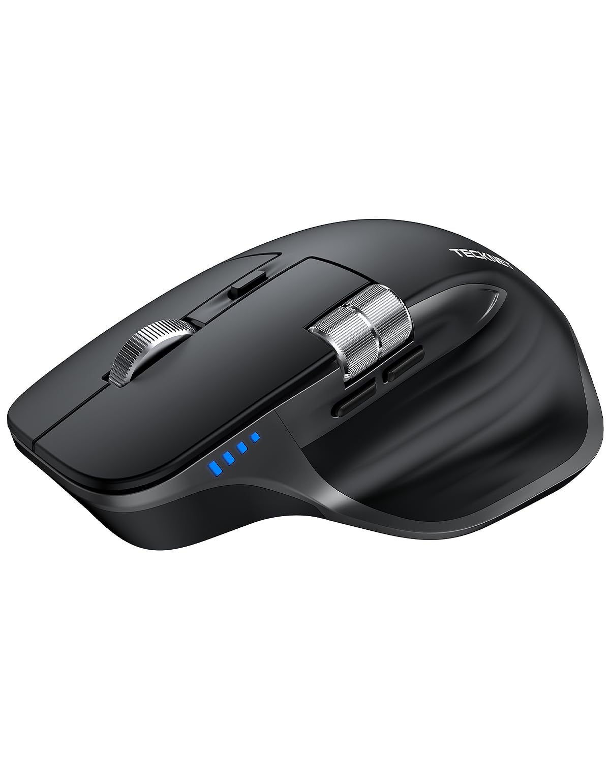 TECKNET Wireless Mouse, Bluetooth Mouse (BT5.3/5.0 & 2.4G) Rechargeable Ergonomic Optical Mouse with 6 Adjustable DPI, Side Scroll, Quiet Clicks, USB A Receiver, 7 Buttons, Wide Compatibility - Black
