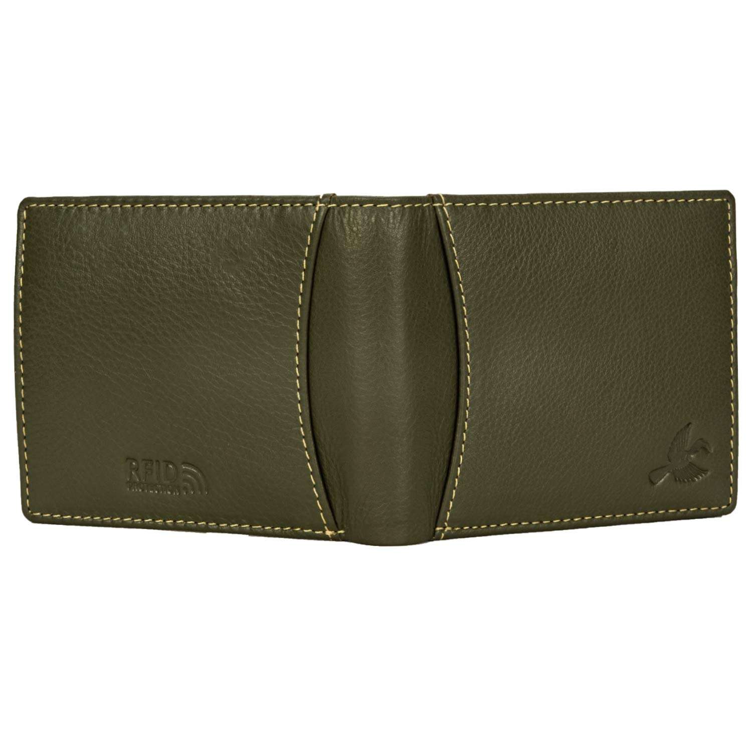 HORNBULL Themes Olive-Green Leather Wallets for Men | Bi Fold Leather Mens Wallet with RFID Blocking | Ideal Gift Wallet for Men 6