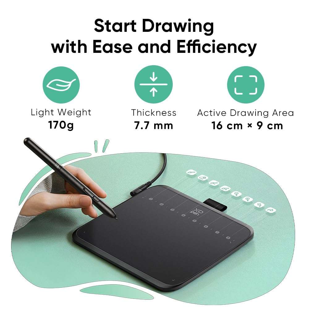 XPPen Deco 640 Drawing Tablet with 16384 Pressure Levels Sensitivity Battery-Free Stylus 6*4 Inch OSU Drawing Pad Graphic Tablet for Digital Drawing Teaching Designing Editing Work for PC Mac Android 5