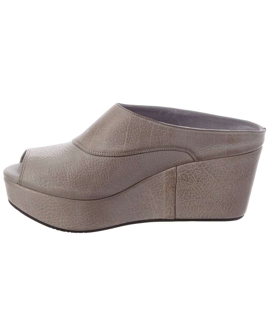 Chocolat Blu Wind Wedge - Platform Mule Sandal - Women's Leather/Suede Shoes GREY LEATHER 6.5 2