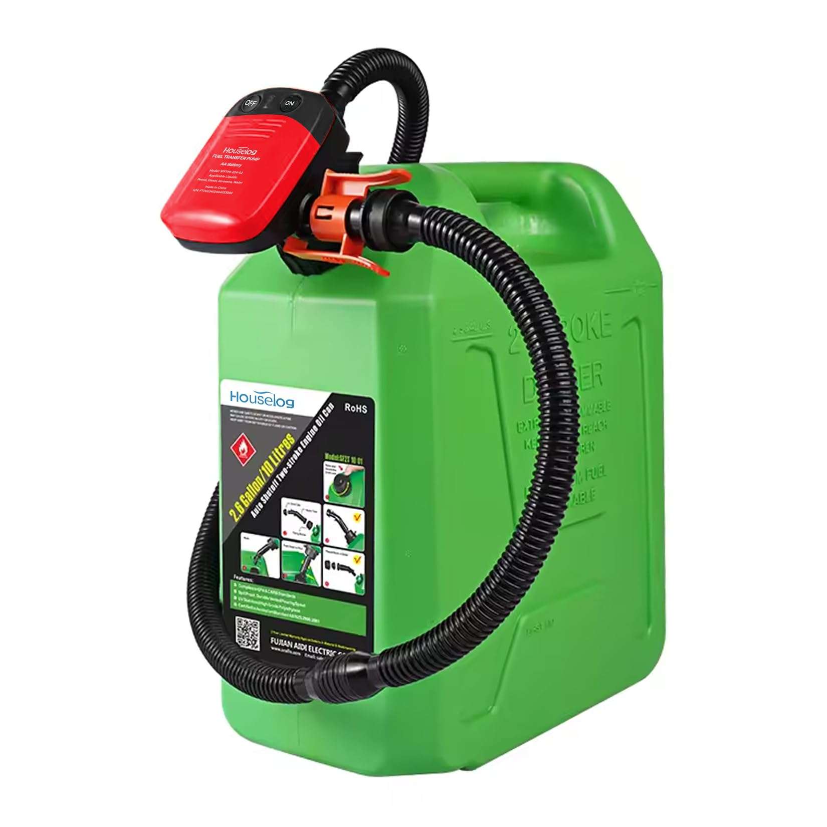 Automatic Fuel Transfer Pump with Auto-Stop Sensor(2.4 GPM),AA Battery Powered Portable Gasoline Diesel Pump with 3 Adapters for For Gasoline, Diesel, Kerosene Transfer(Batteries Not Included) 3