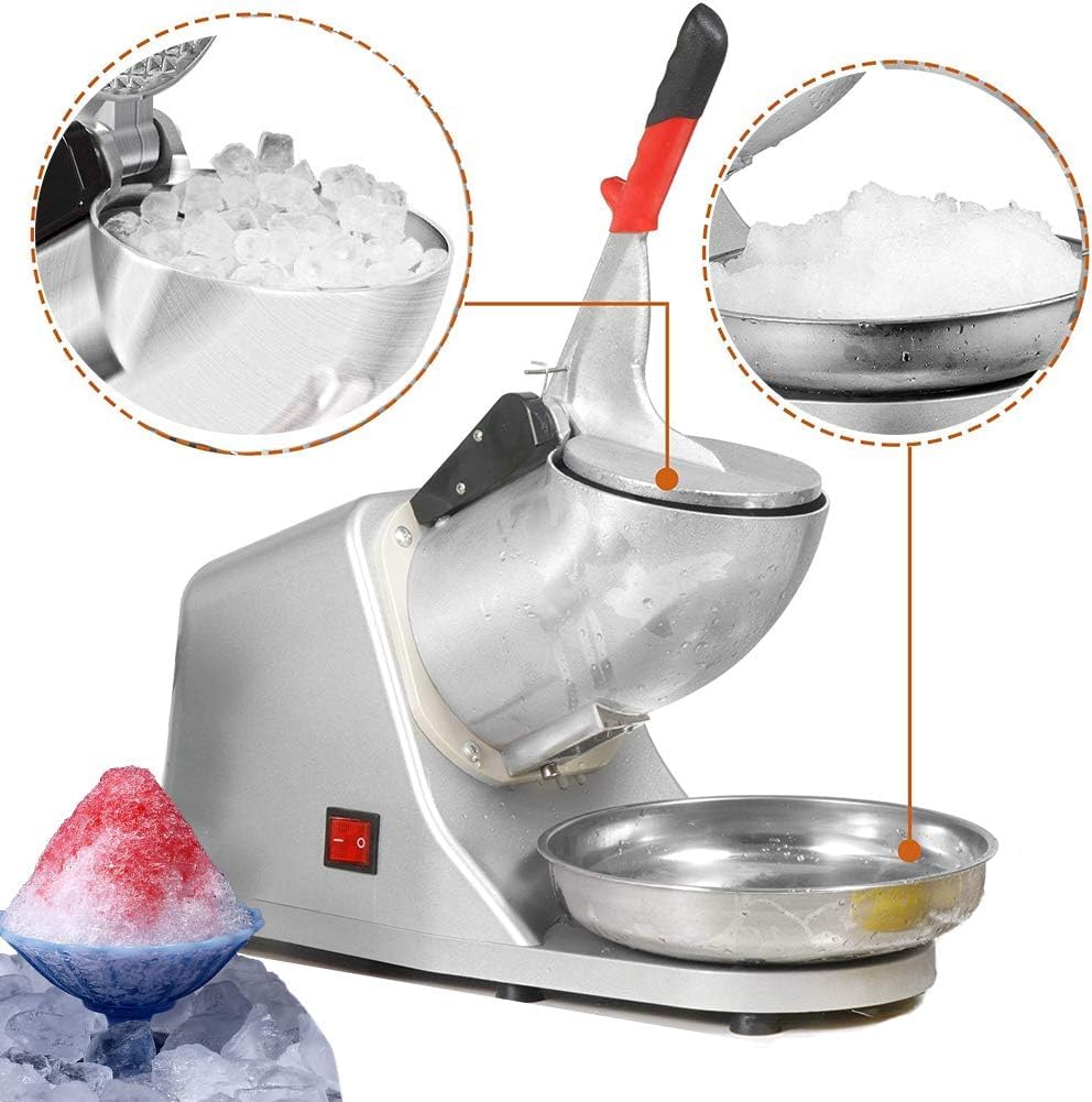 DARKNESS Gola Making Machine Electric Ice Crusher Machine and Ice Scoop with Dual Blades Snow Cone Maker Stainless Steel Shaved Ice Machine Ice Crushers Use in Homes, Cafes, Hotel Restaurants 3