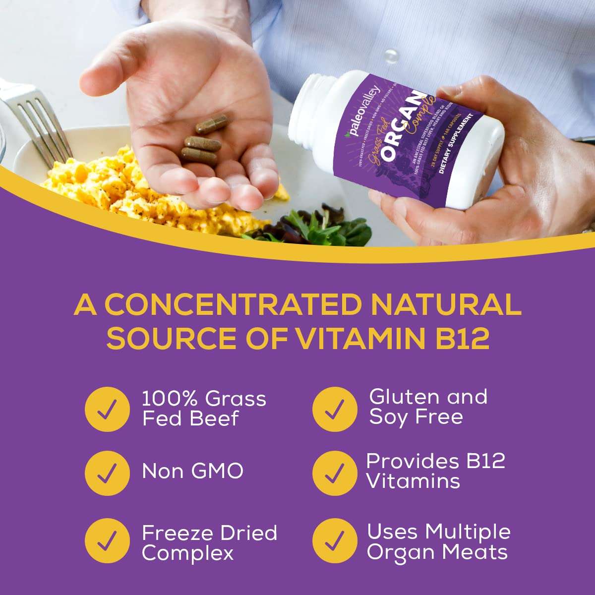 Paleovalley Grass Fed Beef Organ Complex - Freeze-Dried Beef Liver, Heart, and Kidney Blend, 1 Bottle 5