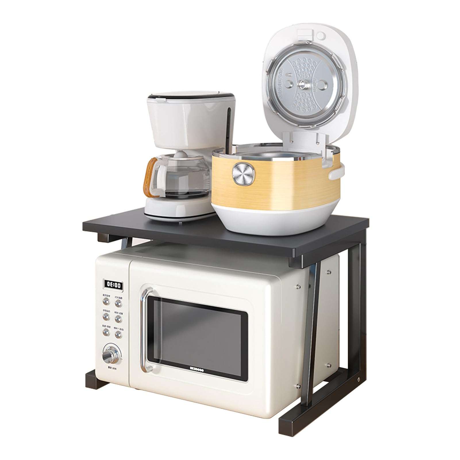 ZZNPS Microwave Stand Kitchen Bread Rack, Microwave Oven Stand, Kitchen Baker's Rack, Heavy Duty Organizer Rack, Utility Storage Shelf for Living Room, Garage, Home and Office(Black) 1